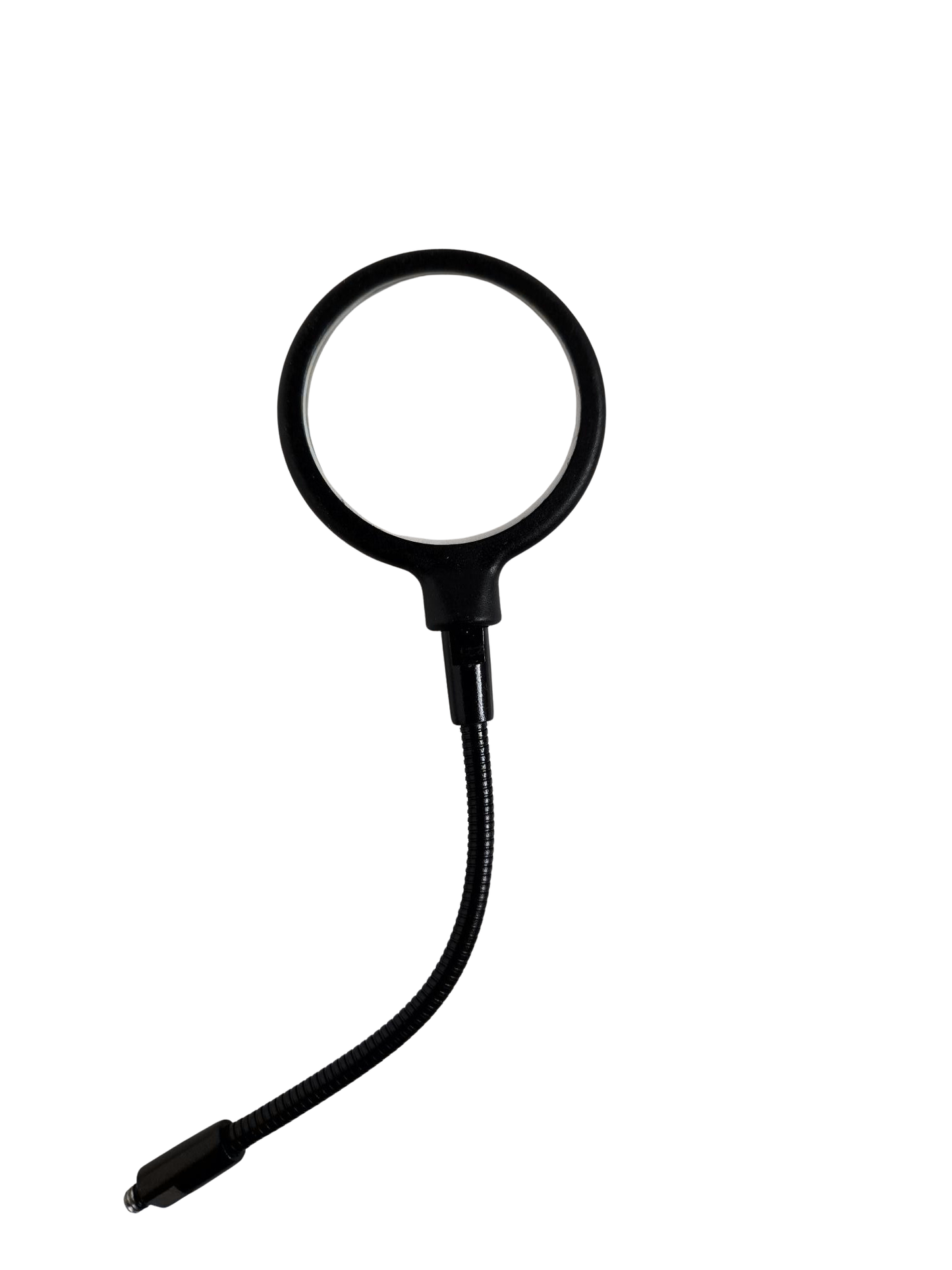 Close-up of Zakity 3x magnifying glass showing lens and flexible adjustable neck on white background