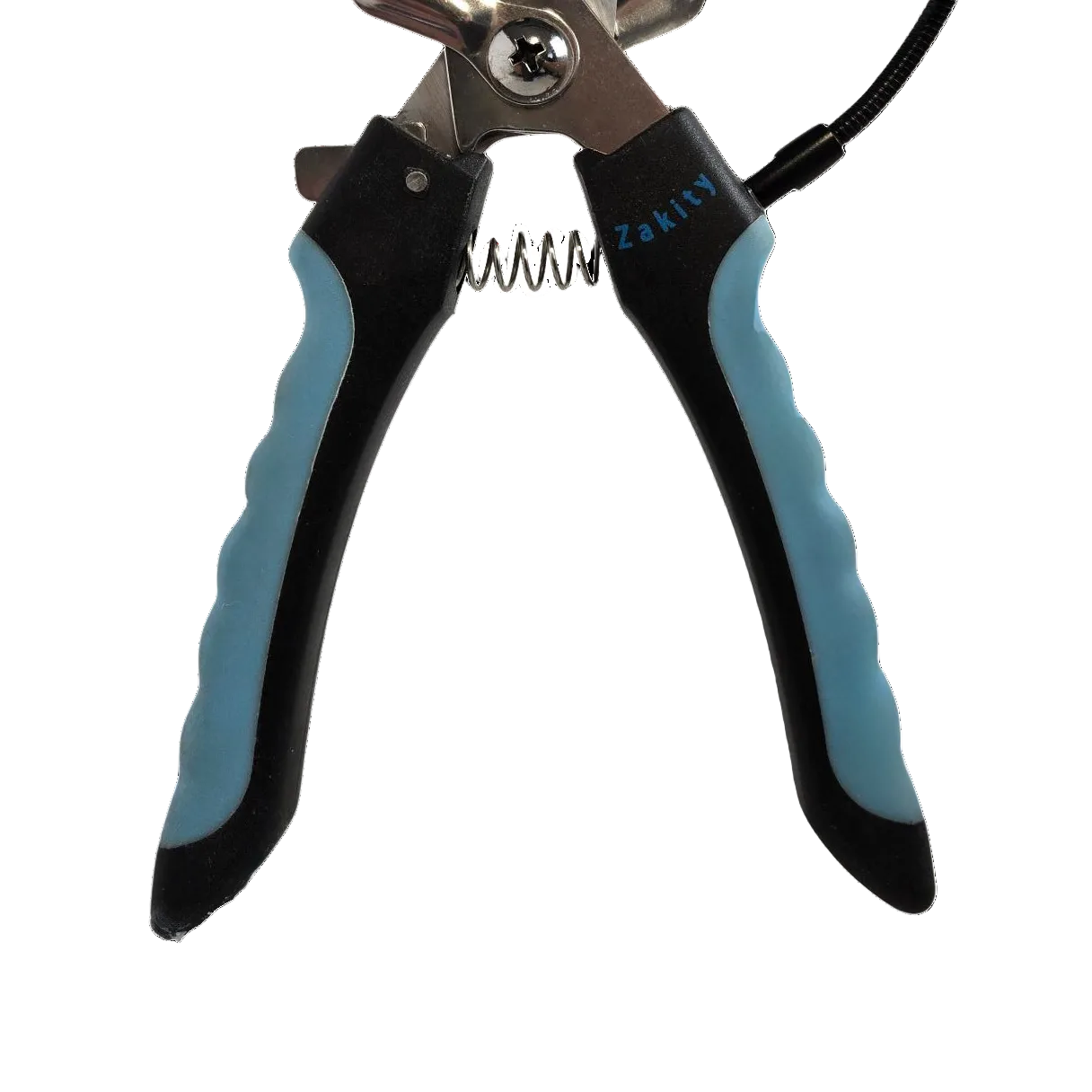 Zakity dog nail clipper showing ergonomic textured grip and finger grooves
