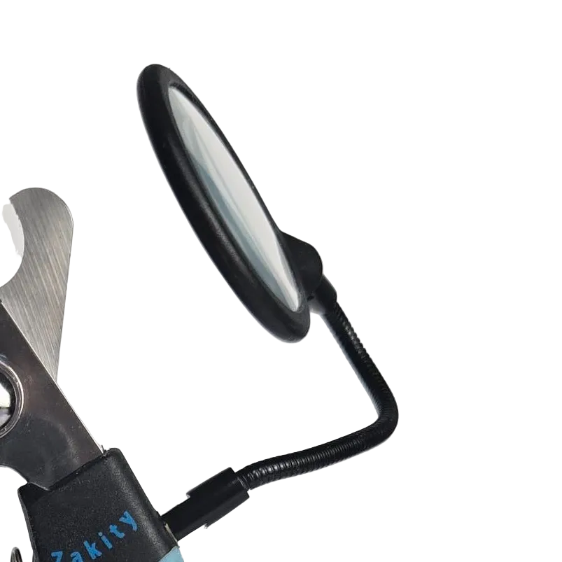 Zakity dog nail clipper with flexible gooseneck magnifier