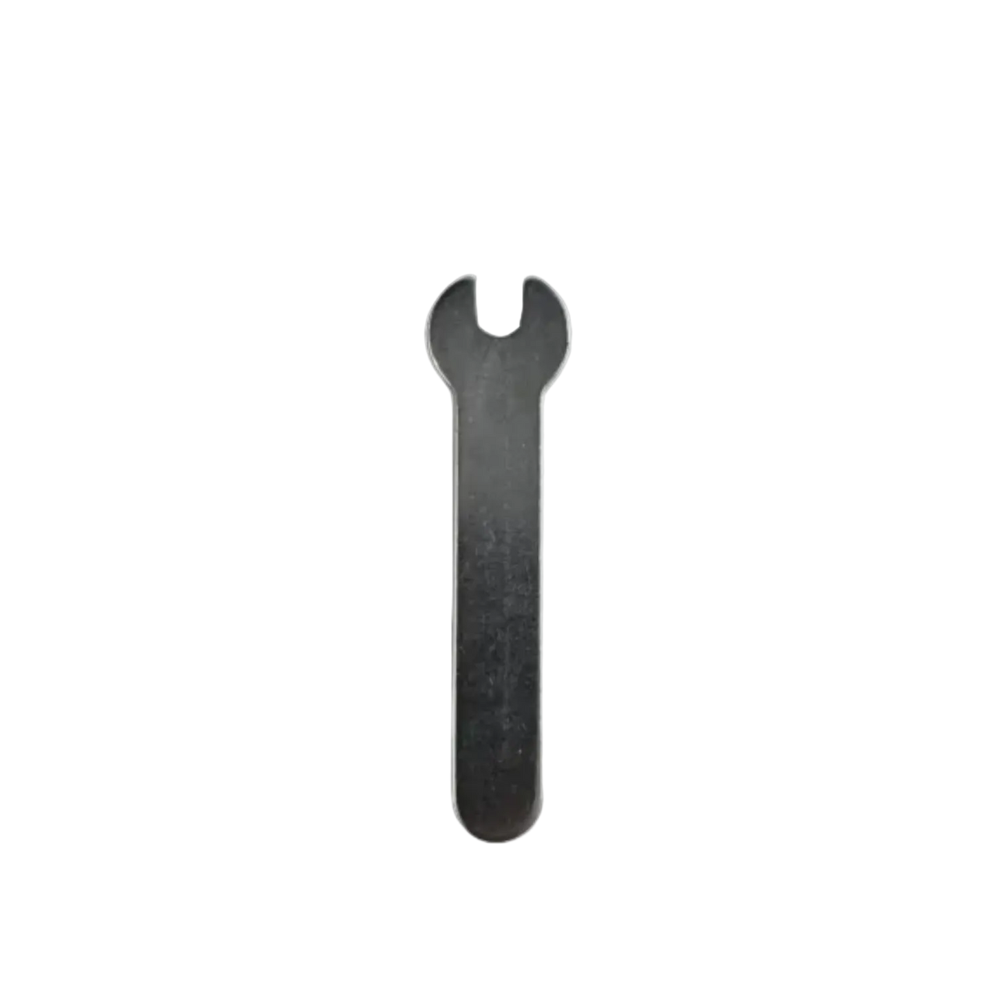 A single black metal wrench with a flat head, shown vertically against a plain white background.