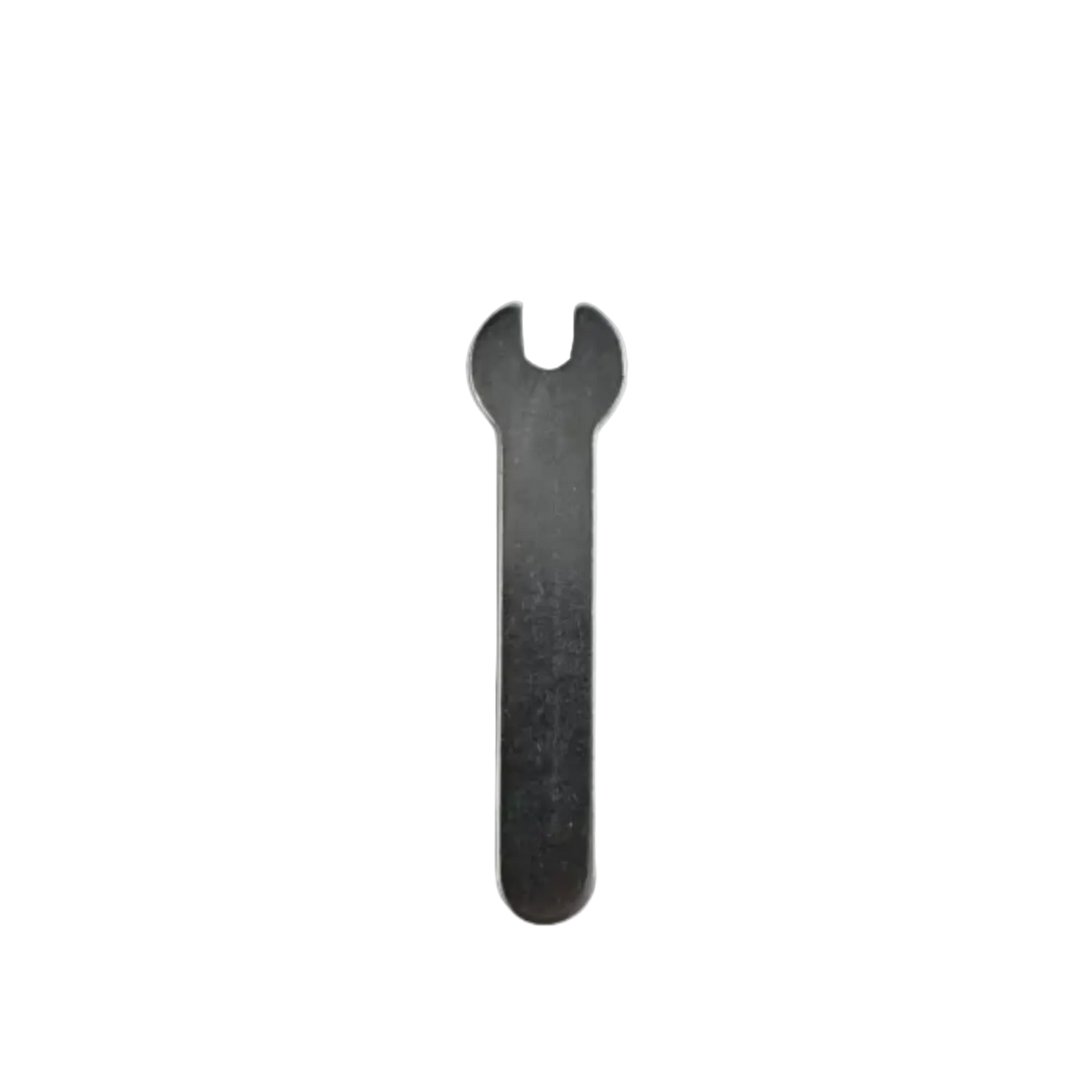 A single black metal wrench with a flat head, shown vertically against a plain white background.